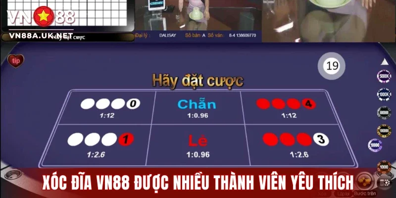 Xóc đĩa VN88 được nhiều thành viên yêu thích